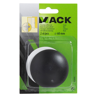 Mack 1069028 - butée de porte autocollante noir ø 60 mm 2 pcs | 6 pièces