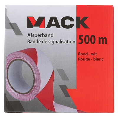 Mack 1072134 - ruban barrière rouge boîte blanche 75mm x 500m - 35 microns | 3 pièces