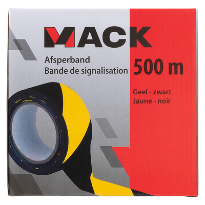Mack 1072142 - ruban barrière jaune noir boîte 75mm x 500m - 35 microns | 3 pièces