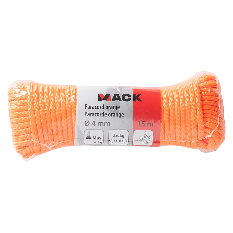 Mack 1072111 - paracorde orange 4mm 15m | 5 pièces