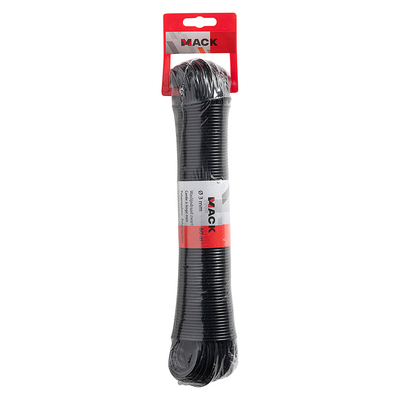 Mack 1073341 - fil pour corde à linge pp noir toron 3mm 60m avec âme en fil d'acier | 5 pièces