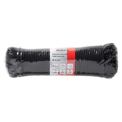 Mack 1072116 - Bobine pp tressée noire 4mm 50m | 5 pièces