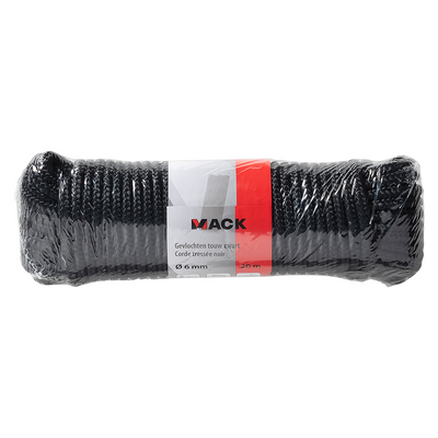 Mack 1072117 - fil noir tressé pp 6mm 20m | 5 pièces