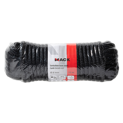 Mack 1072118 - fil noir tressé pp 8mm 15m | 5 pièces