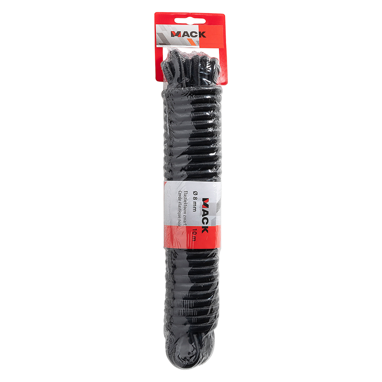 Mack 1072120 - corde élastique fil noir 8mm 10m | 5 pièces