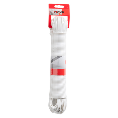 Mack 1072121 - fil pour corde à linge pp blanc toron 3mm 60m avec âme en fil d'acier | 5 pièces