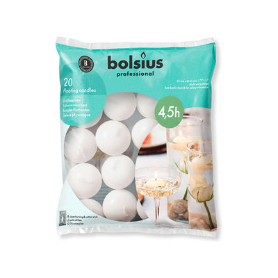 Bougies flottantes Bolsius prof blanches (20 pièces)