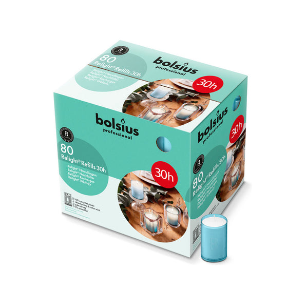 Recharge de recharge professionnelle Bolsius aqua ø52x64 mm 30 heures (80 pièces)