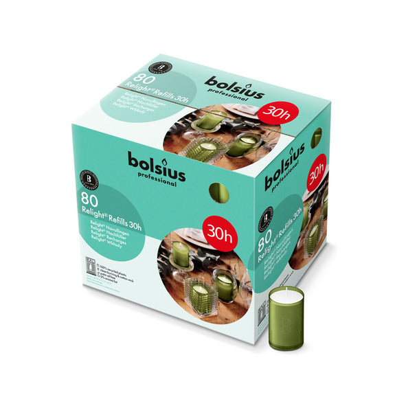 Recharge de recharge professionnelle Bolsius vert olive ø52x64 mm 30 heures (80 pièces)
