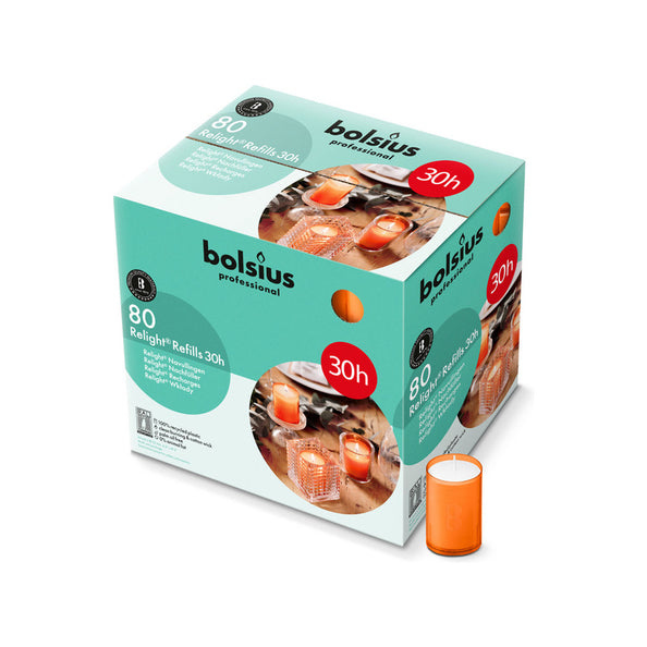 Recharge de recharge professionnelle Bolsius orange ø52x64 mm 30 heures (80 pièces)