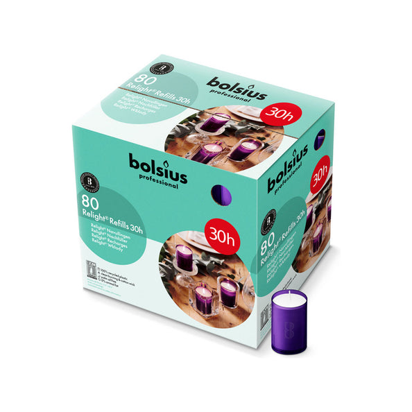 Recharge de recharge professionnelle Bolsius violet ø52x64 mm 30 heures (80 pièces)