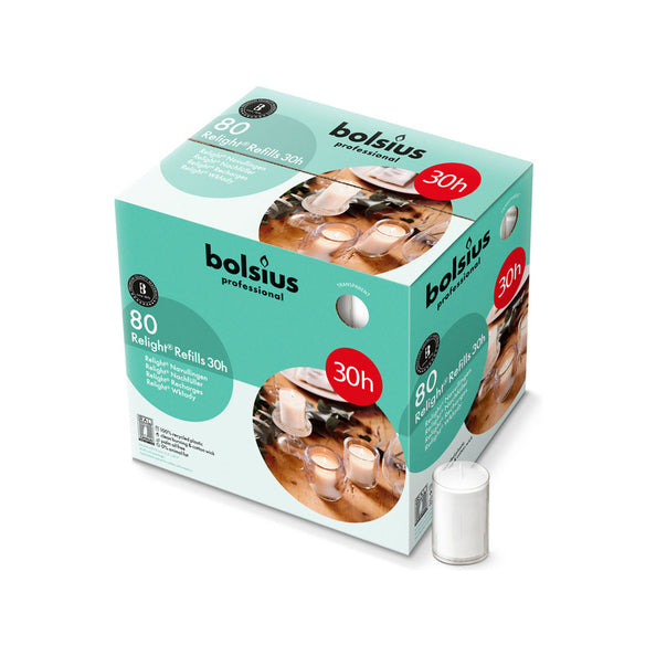 Recharge de recharge professionnelle Bolsius transparente ø52x64 mm 30 heures (80 pièces)