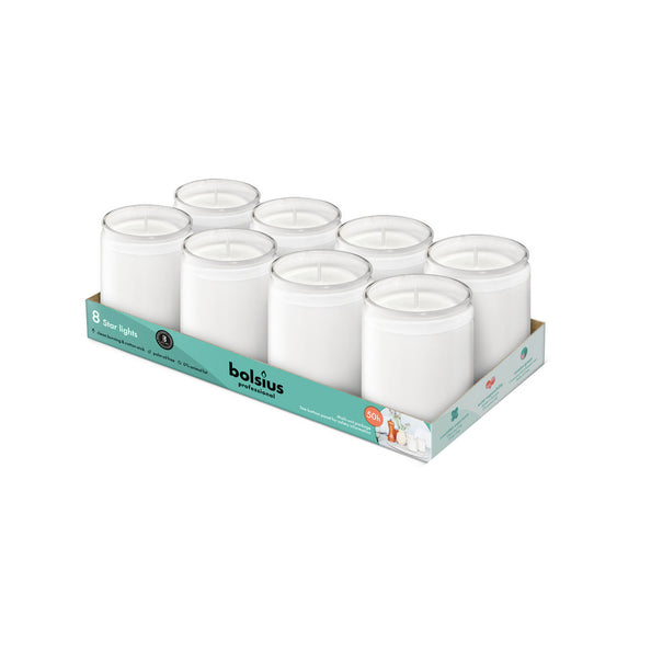 Bolsius prof star light verre blanc (8 pièces)
