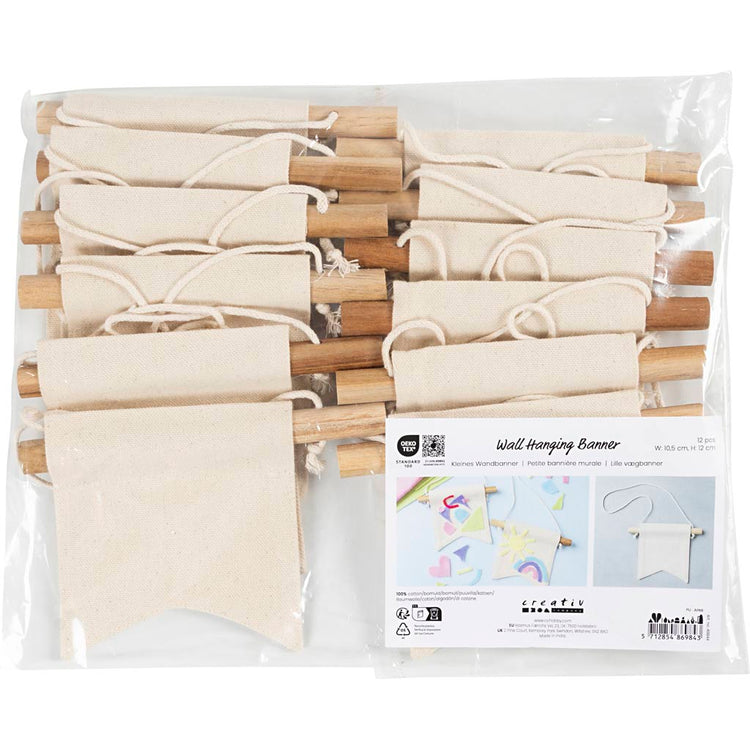 Creativ company petite bannière murale, forme queue d'aronde, h : 12 cm, l : 10,5 cm, 300 g, naturel clair, 12 pièces 1 boîte