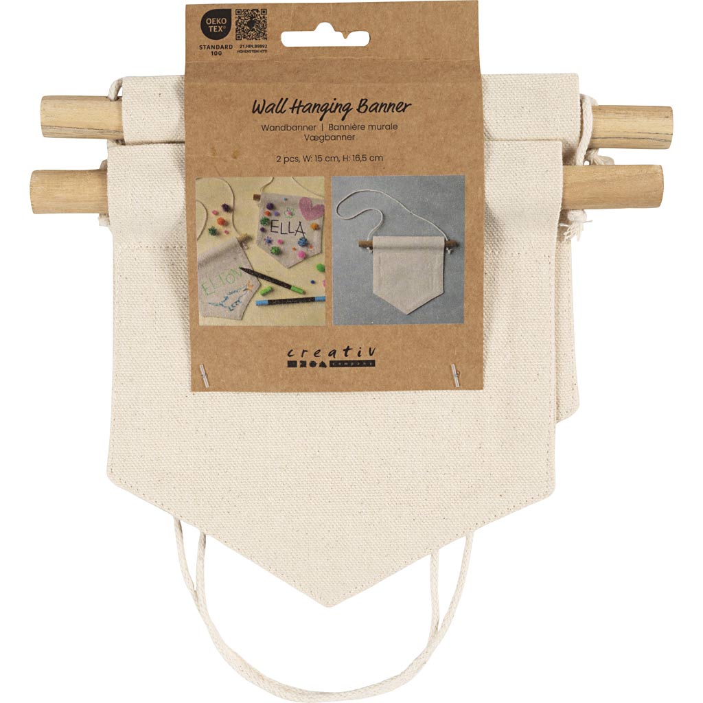 Bannière murale Creativ company, forme pointue, h : 16,5 cm, l : 15 cm, 300 g, naturel clair, 2 pièces 1 boîte