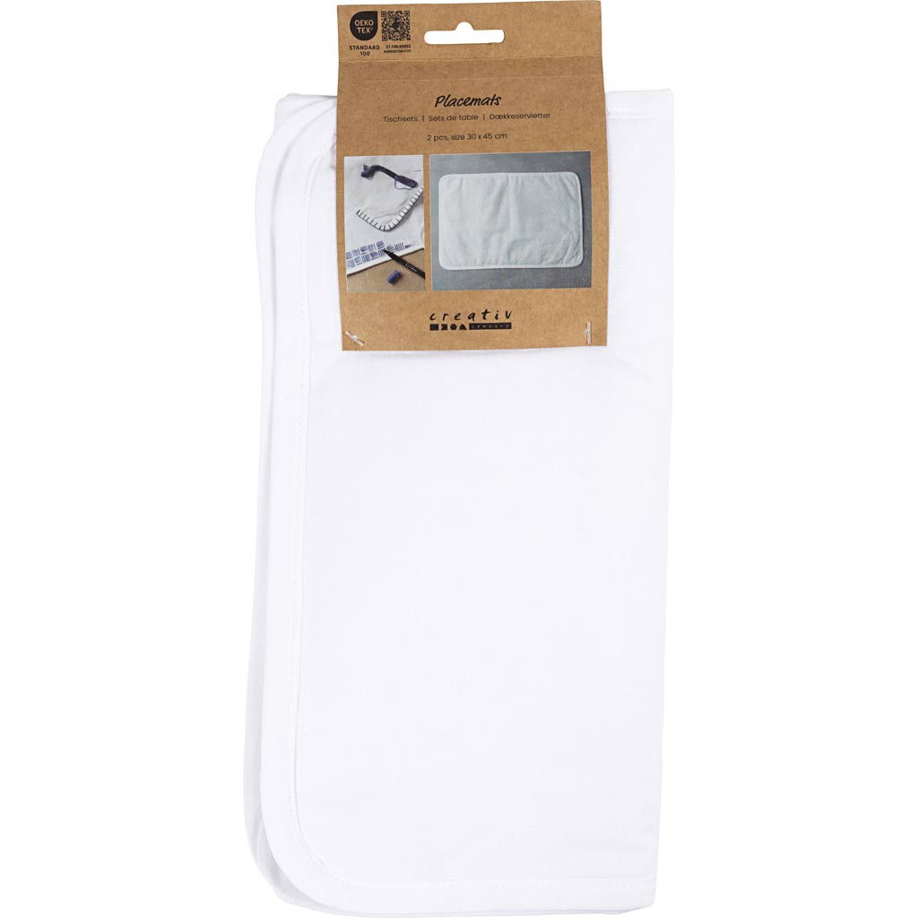 Sets de table Creativ company, dim. 30x45 cm, 145 gr, blanc, 2 pièces 1 boîte