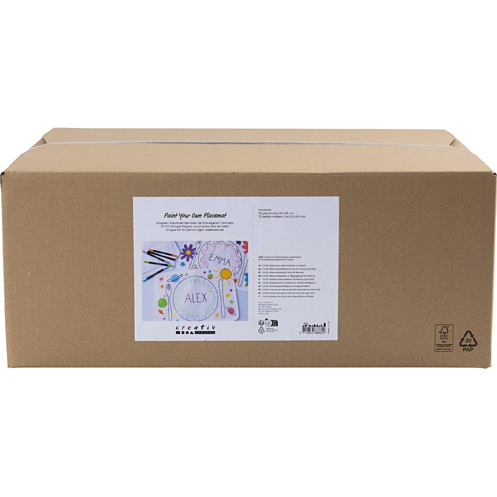 Creativ company group set peignez vos propres sets de table, taille 30x45 cm, largeur de trait 2,3 + 3,6 mm, différentes couleurs, 30 pièces 1 boîte