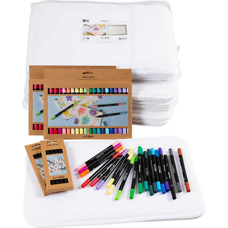Creativ company group set peignez vos propres sets de table, taille 30x45 cm, largeur de trait 2,3 + 3,6 mm, différentes couleurs, 30 pièces 1 boîte