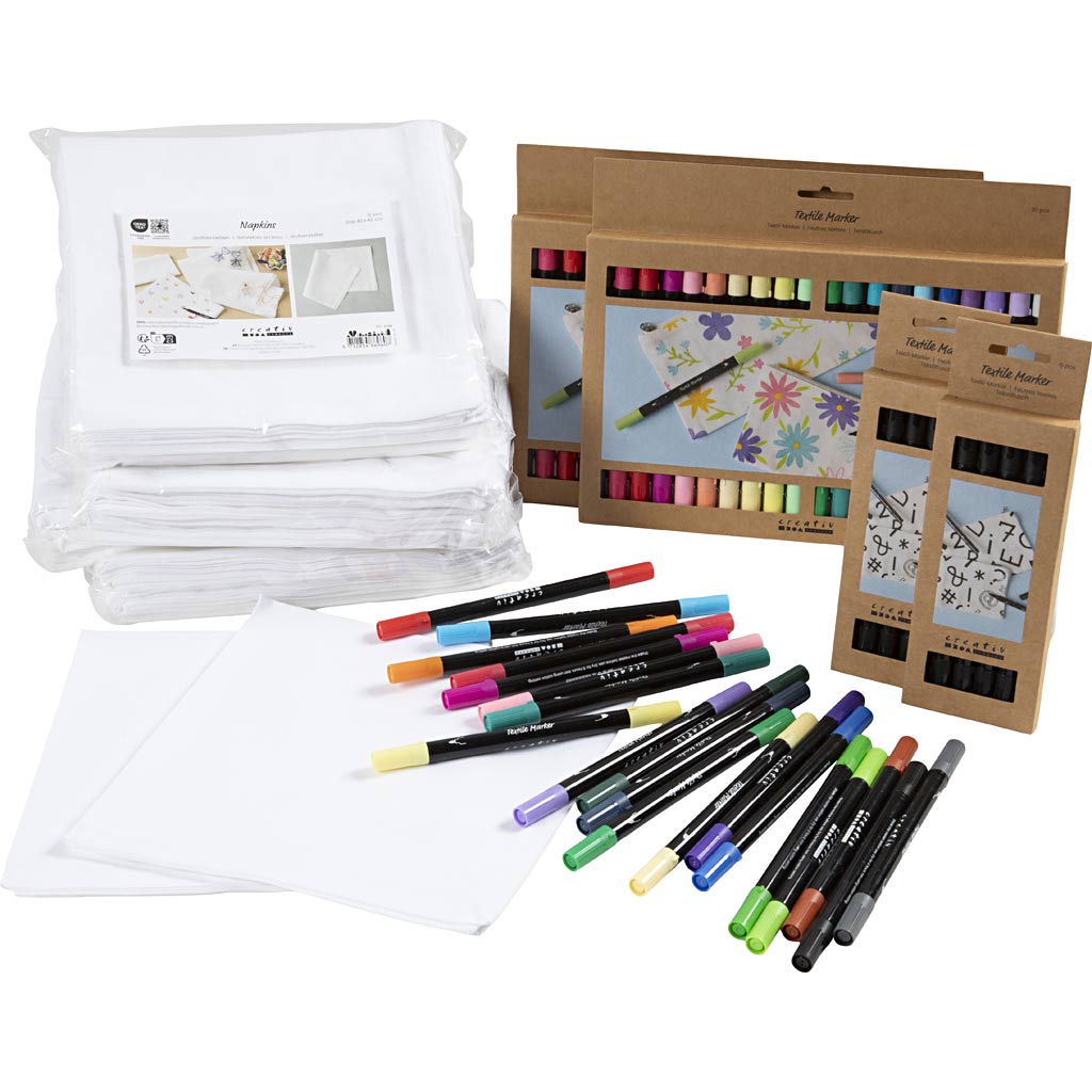 Creativ company group set de table à peindre soi-même, taille 42x42 cm, largeur de trait 2,3 + 3,6 mm, différentes couleurs, 60 pièces, 1 boîte