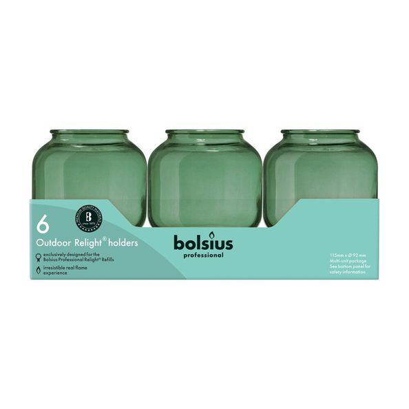 Support de recharge professionnel Bolsius sphère vert olive ø74x87 mm (6 pièces)