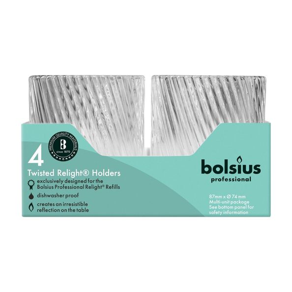 Bolsius support de recharge professionnel transparent twist ø74x87 mm (4 pièces)