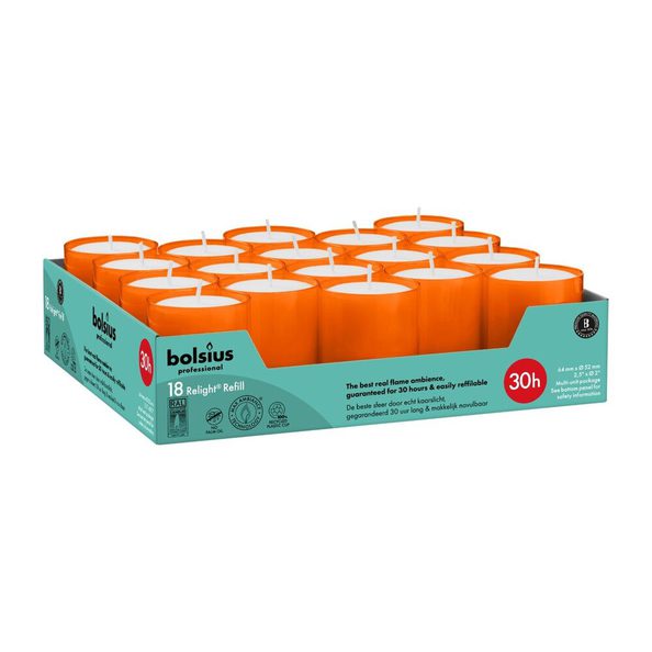 Recharges de recharge professionnelle Bolsius orange ø52x64 mm 30 heures (4x 18 pièces)