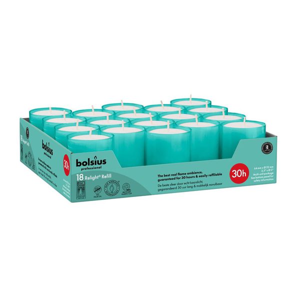 Recharges de recharge professionnelles Bolsius aqua ø52x64 mm 30 heures (4x 18 pièces)