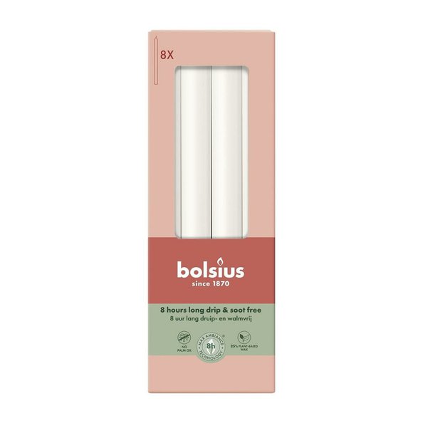 Bougie de dîner Bolsius rustique 270 23 blanc nuage 8x8 pièces