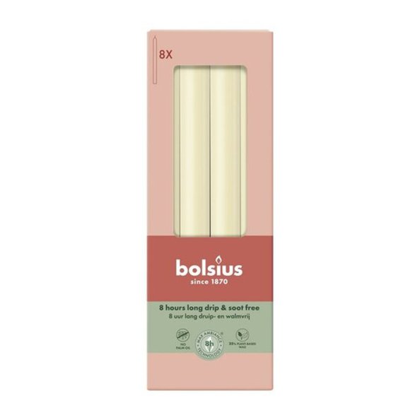 Bougie de dîner Bolsius rustique 270 23 perle douce 8x8 pièces