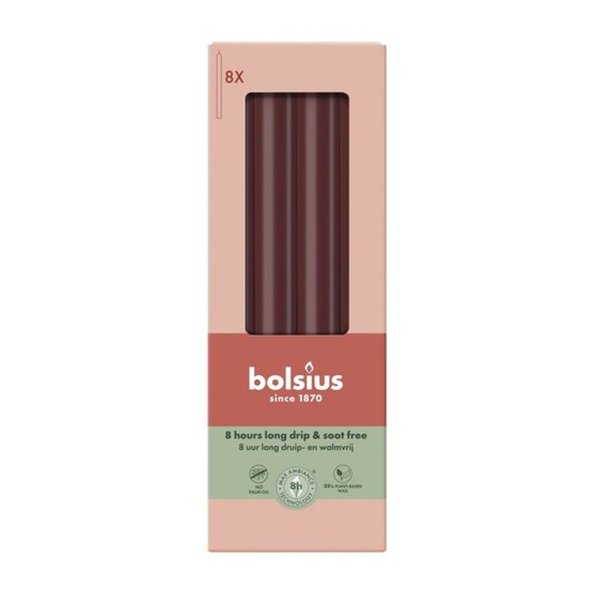 Bougie de dîner Bolsius rustique ø270 23 rouge velours (8x 8 pièces)