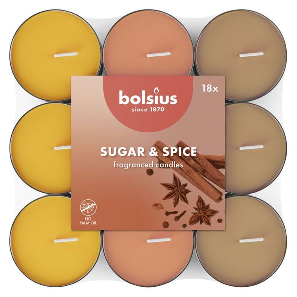 Bolsius parfum lumières sucre épice (8x 18 pièces)