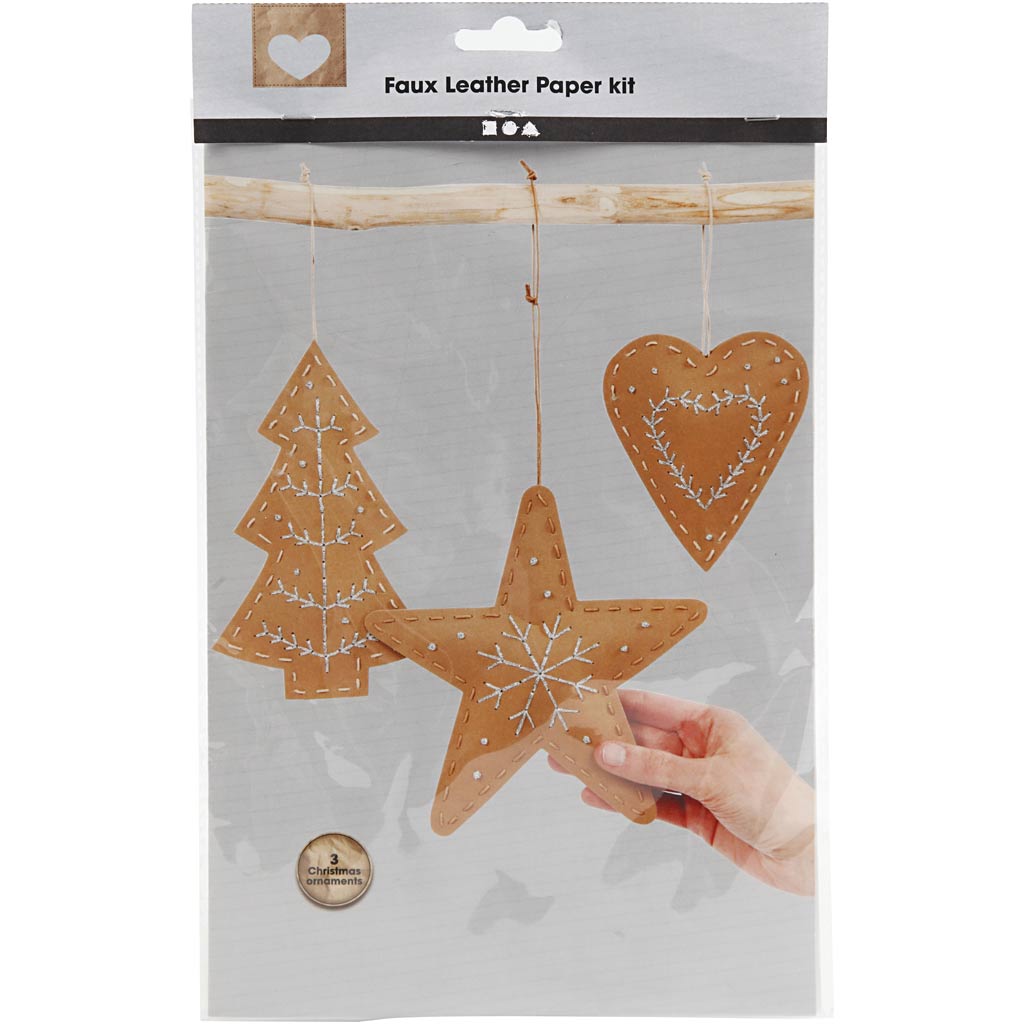 Creativ company Décorations de Noël en simili cuir, épaisseur 0,55 mm, beige, 1 set