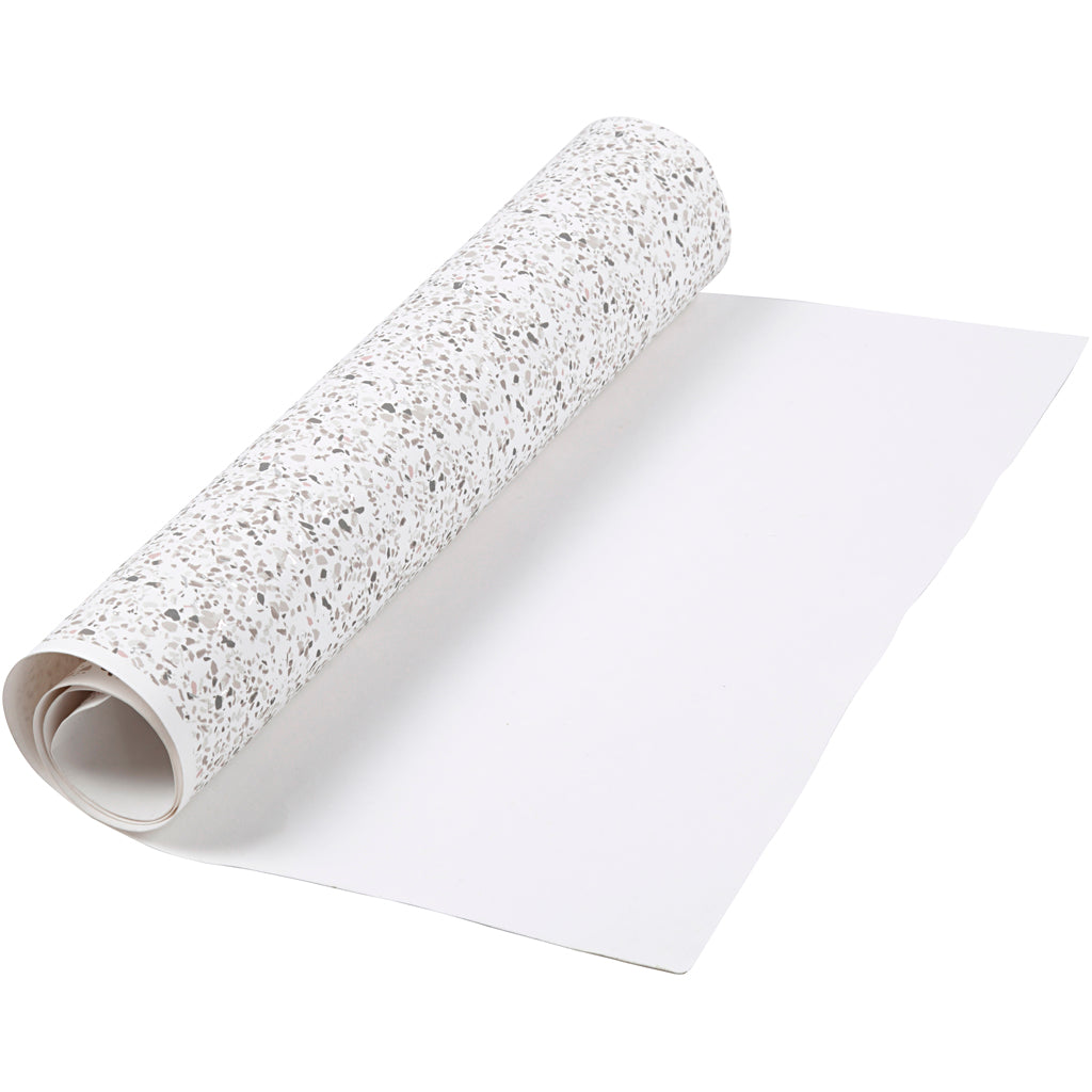 Papier simili cuir Creativ company, l: 49,5 cm, avec film, imprimé, 350 gr, blanc, 1 m 1 rouleau