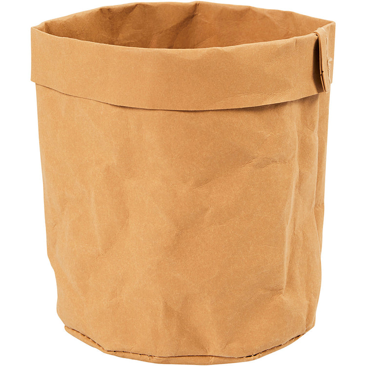 Creativ company sac de rangement en simili cuir, h : 12 cm, d 11 cm, 350 g, marron clair, 1 pièce