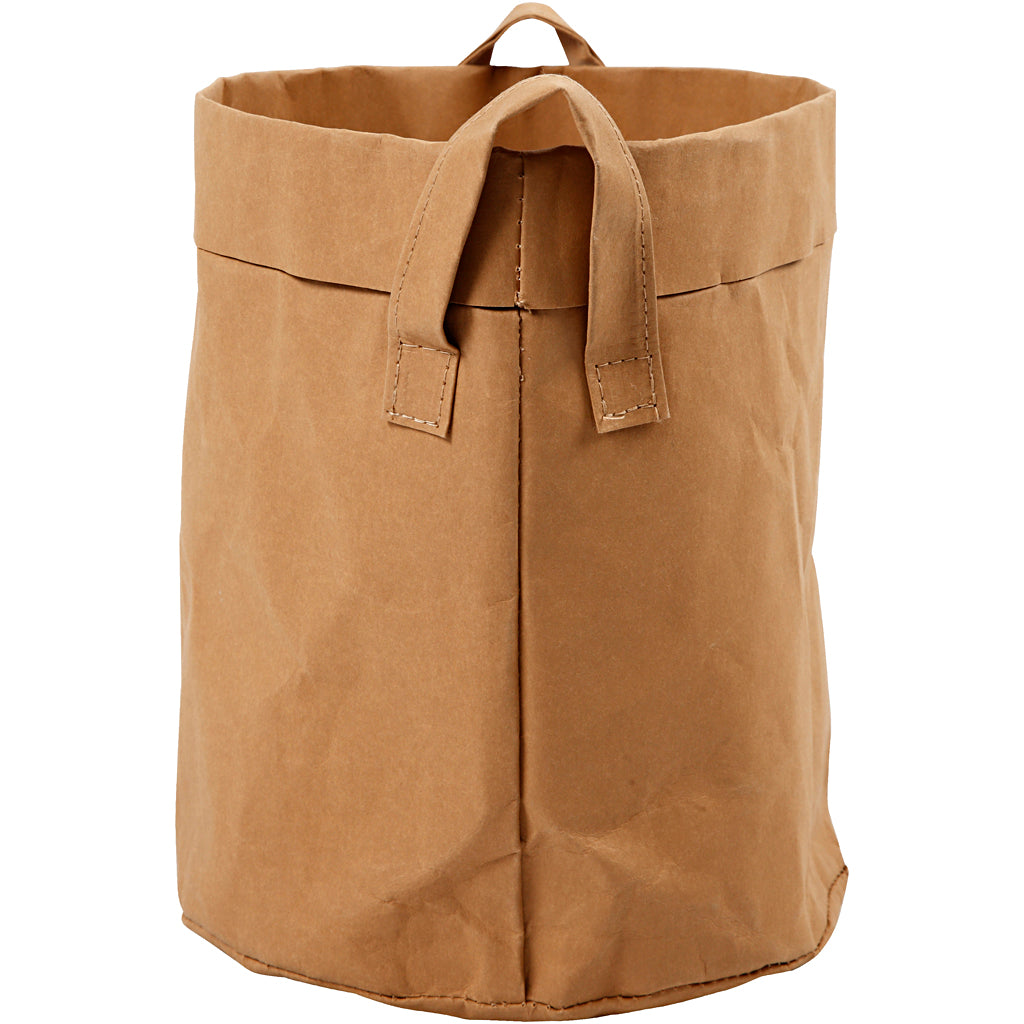 Creativ company sac de rangement en simili cuir, h : 20 cm, d 19,5 cm, 350 gr, marron clair, 1 pièce
