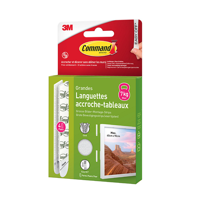 3m 1075971 - bandes de cadre photo command l blanc 4 paires | 12 pièces