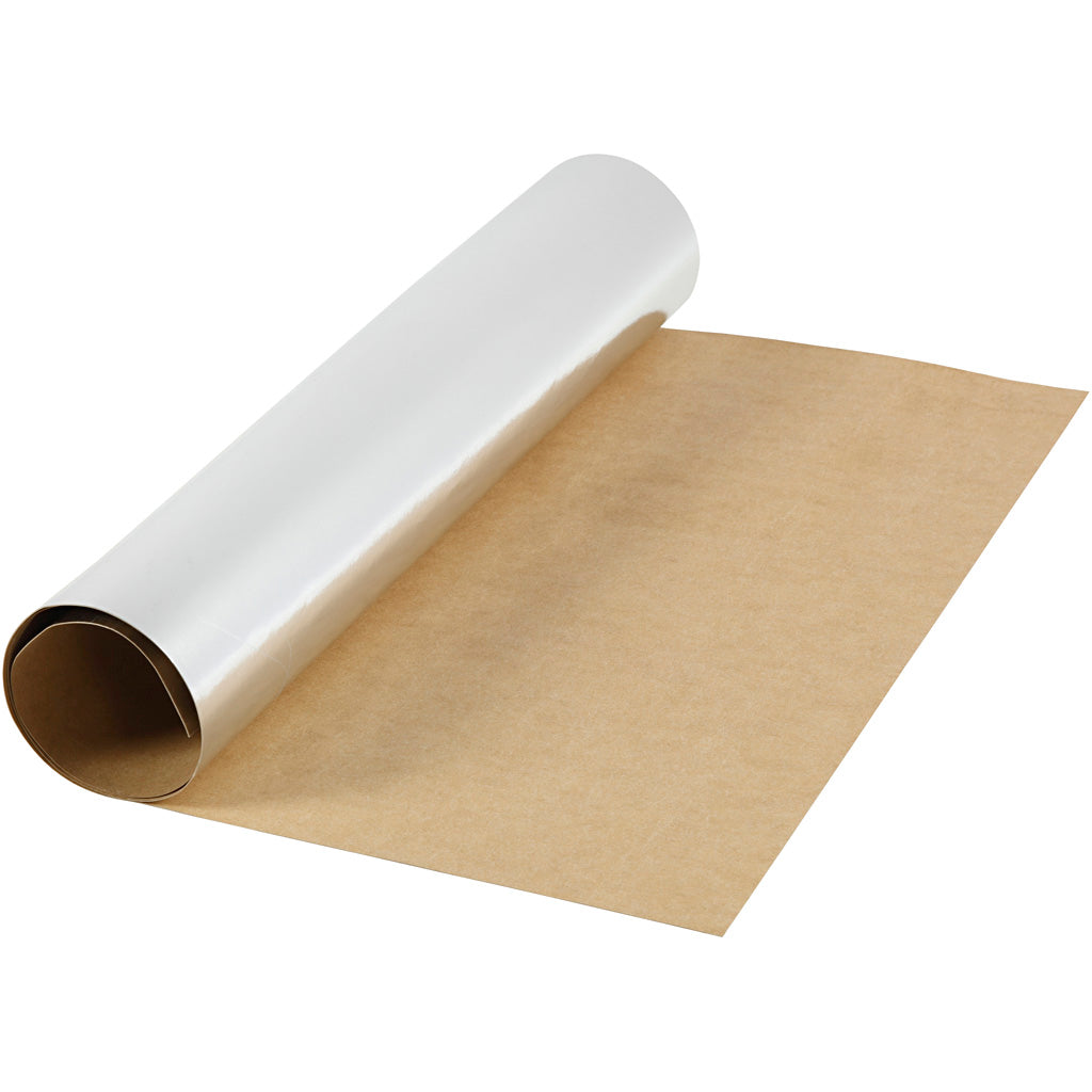Papier simili cuir Creativ company, l: 49 cm, uni, avec film, 350 gr, argent, 1 m 1 rouleau