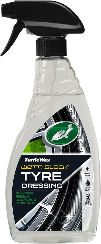 Turtle Wax gl Wet N Black - Revêtement pour pneus pour une brillance longue durée des pneus - Protège les pneus contre les rayons UV - Donne aux pneus un aspect mouillé et brillant - 500 ml