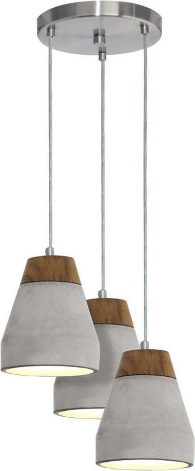 Lampe à suspension Eglo tarega - e27 - 3 lumières - marron, gris - béton