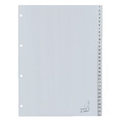 Onglets kangaro g431c pp a4 120 microns gris 31 pièces 1-31 4 trous imprimés