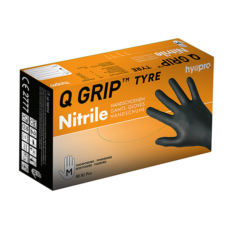 Hy@pro 1074051 - gants en nitrile m noir q grip 50pcs | 5 pièces
