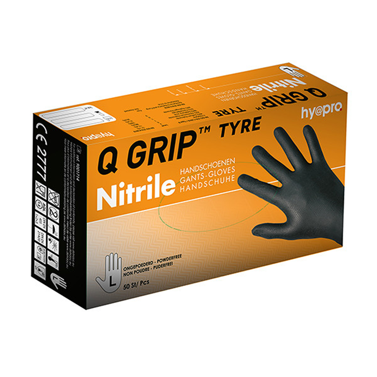 Hy@pro 1074052 - gants en nitrile l noir q grip 50pcs | 5 pièces