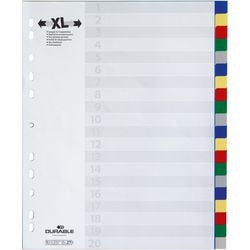 Onglets durables 6759 polypropylène a4 assortis 20 onglets