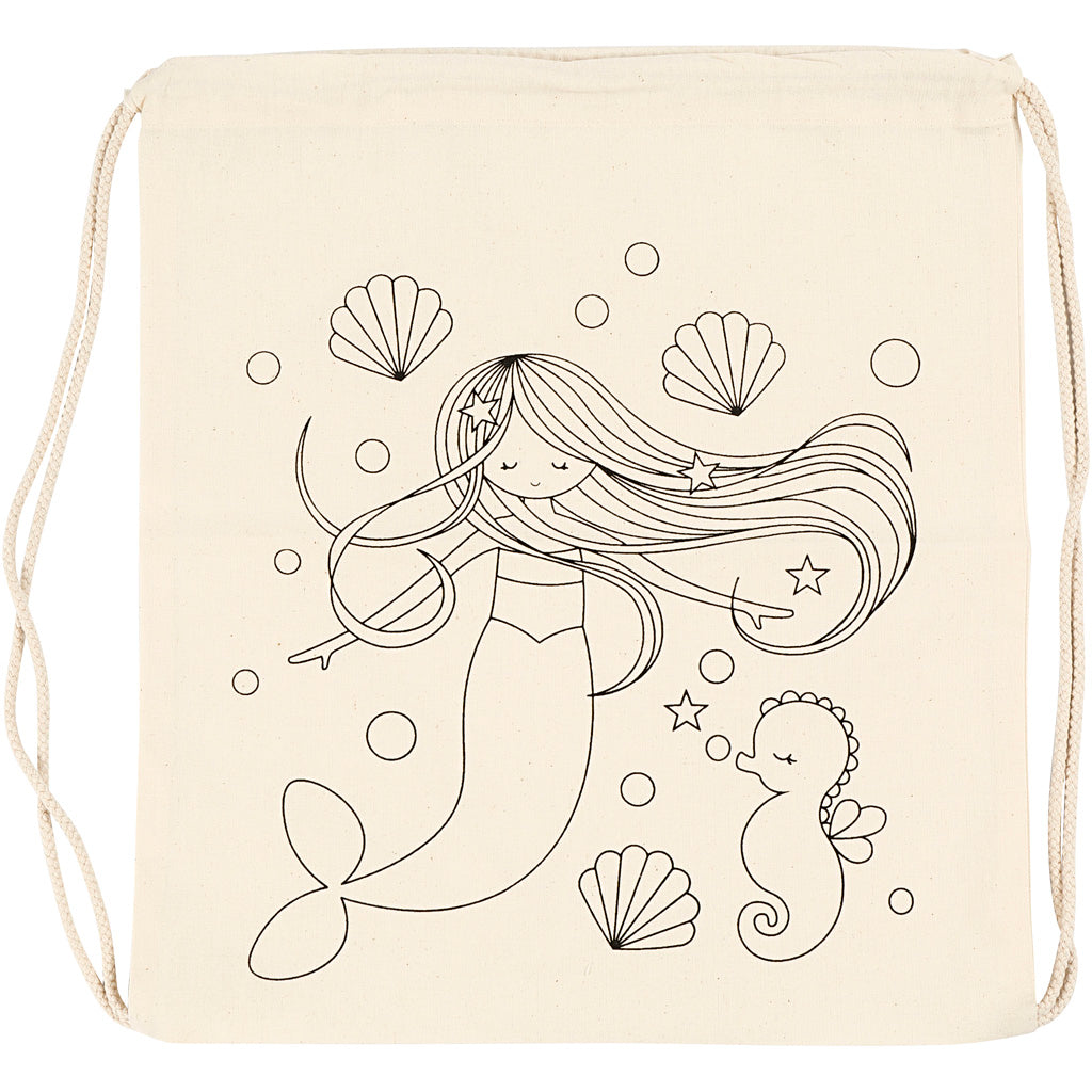 Sac à dos Creativ company, sirène, taille 37x41 cm, 110 g, naturel clair, 1 pièce