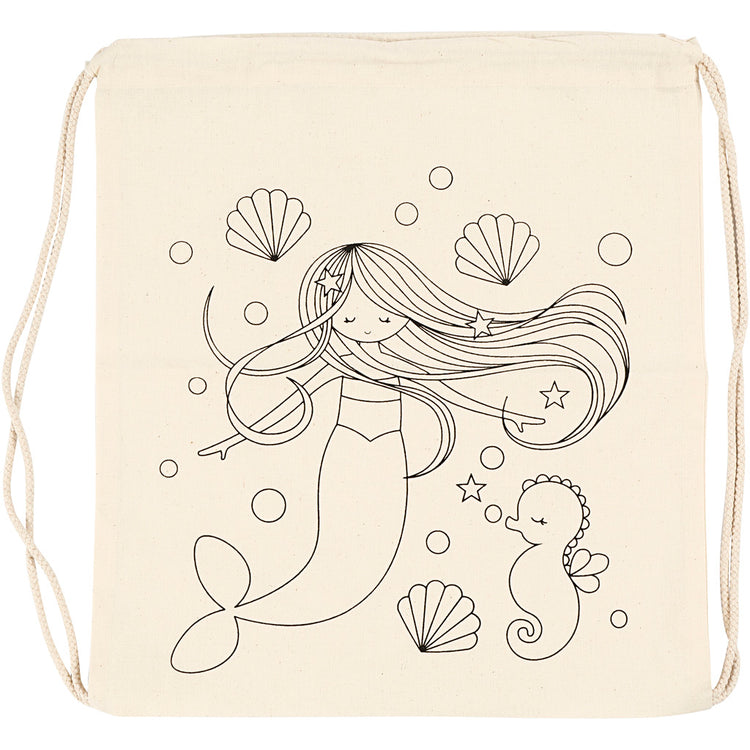 Sac à dos Creativ company, sirène, taille 37x41 cm, 110 g, naturel clair, 1 pièce