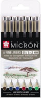 Sakura Pigma Micron 05 Pouche avec 6 couleurs terrestres