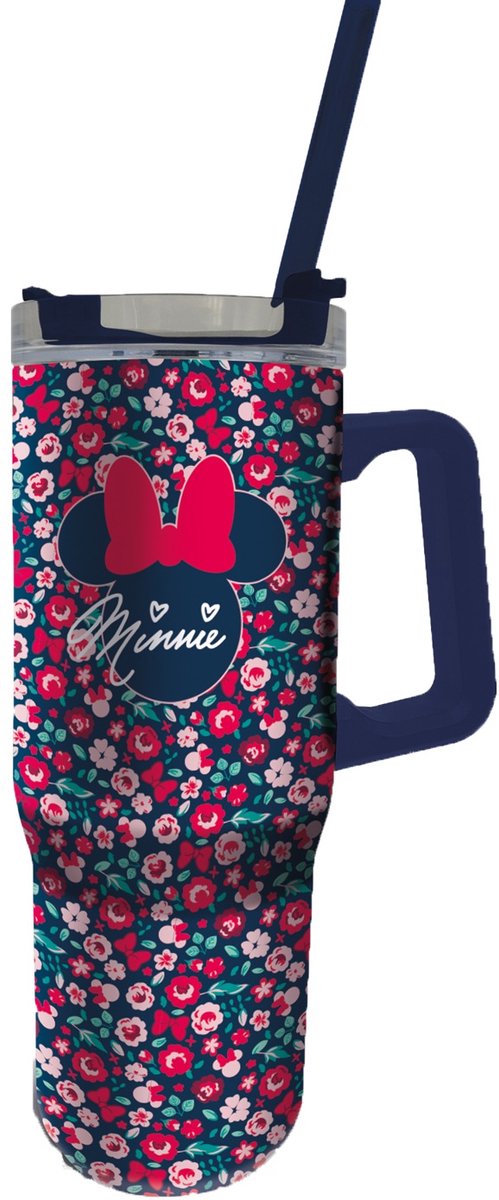 Stor minnie mouse xxl mug rambler en acier inoxydable – gobelet isotherme 1l – avec anse et paille – double paroi – étanche – disney