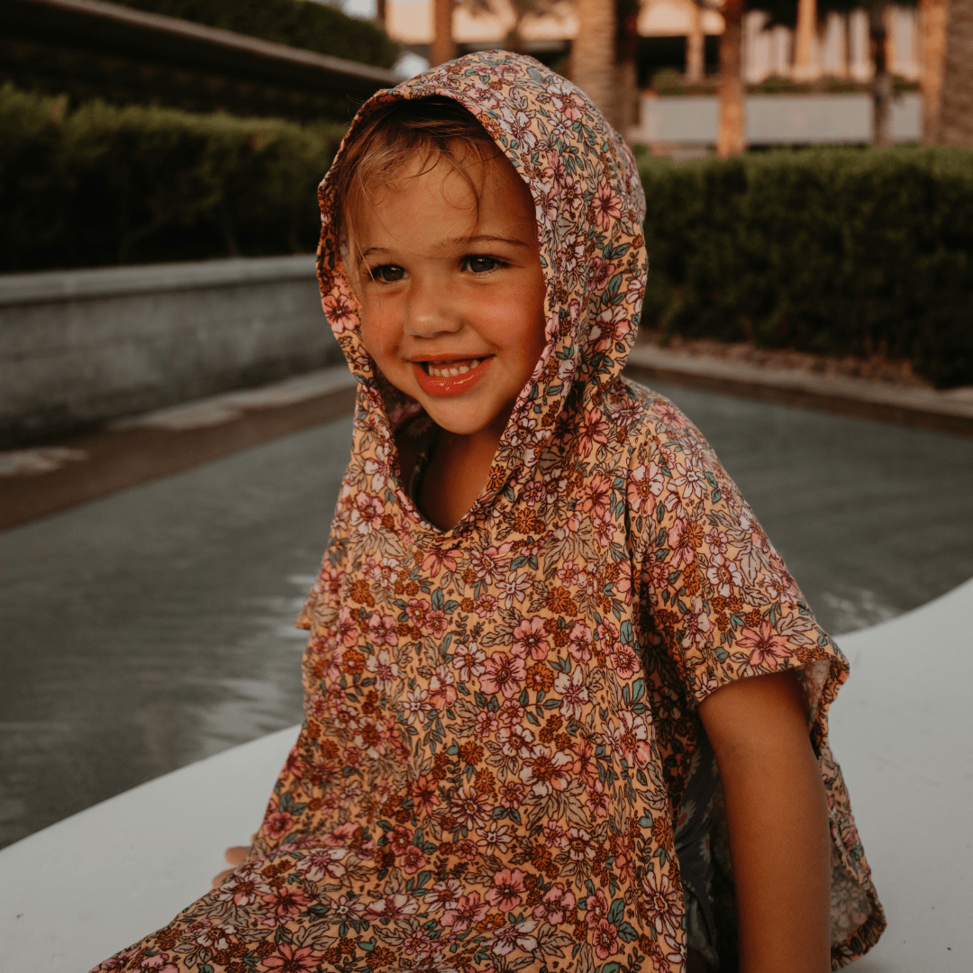 Fleur | plage hydrophile multicolore poncho 50 x 50 cm