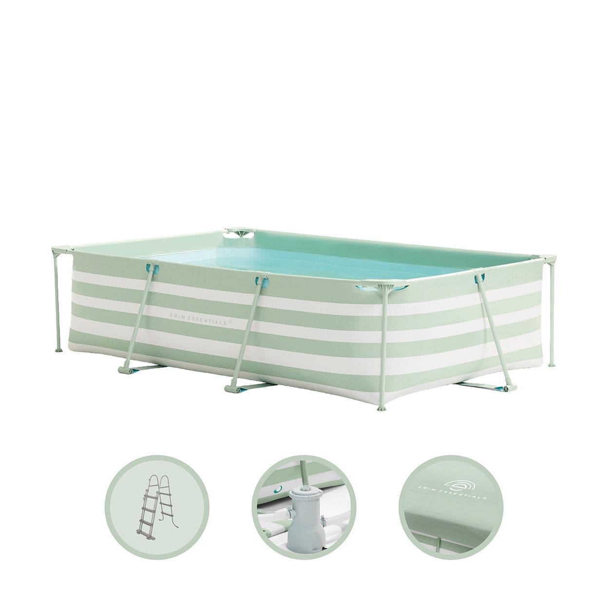Essence | Piscine de design blanc vert 300x200x75 cm incl. Accessoires