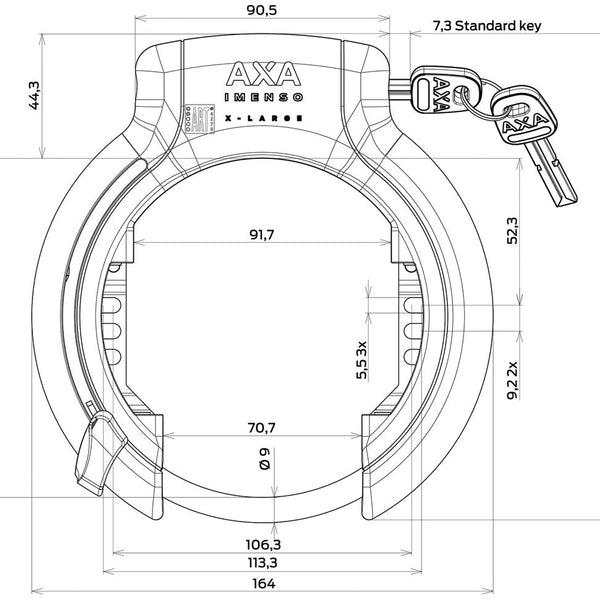 Axa - Ringslot Imenso X Large met vaste sleutel zwart
